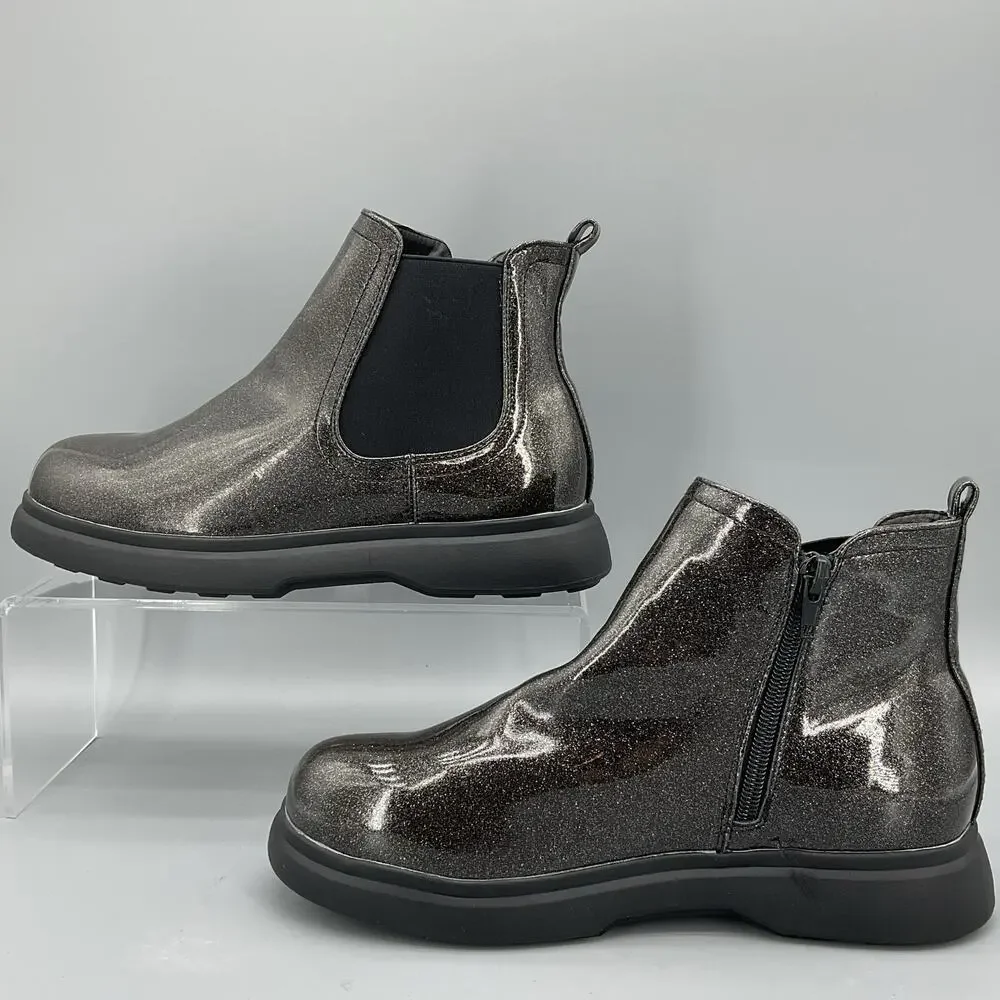 NEW Dolce Vita Girls Glitter Chelsea Boots Black Size 5